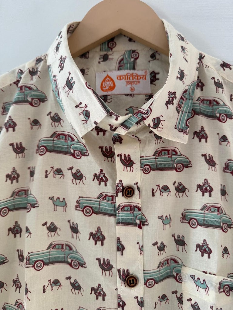 Holiday Print Cotton Half Sleeve Shirt for Men