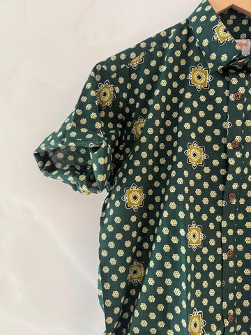 Floral Print Cotton Half Sleeve Shirt for Men