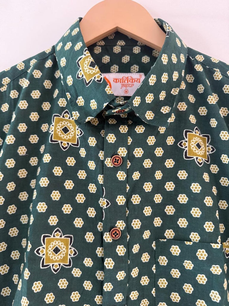 Floral Print Cotton Half Sleeve Shirt for Men