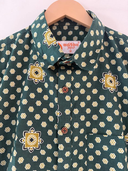 Floral Print Cotton Half Sleeve Shirt for Men