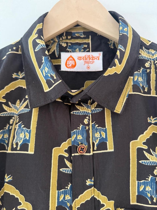 Kartikeya Jaipur Cow Print Cotton Shirt for Men