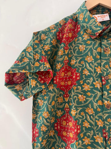 Floral Print Cotton Half Sleeve Shirt for Men
