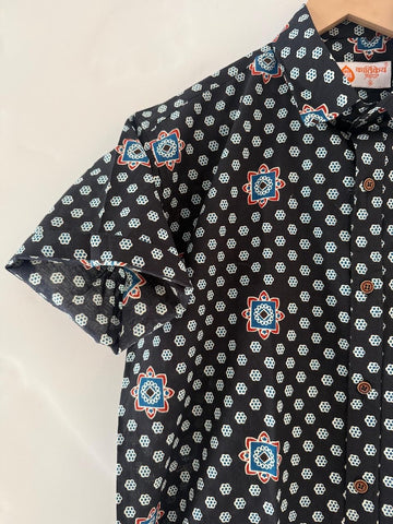 Floral Print Cotton Half Sleeve Shirt for Men