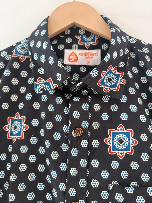 Floral Print Cotton Half Sleeve Shirt for Men