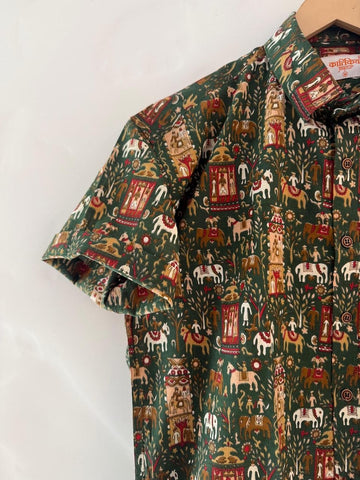 Classic Tribal Print Half Sleeve Cotton Shirt for Men