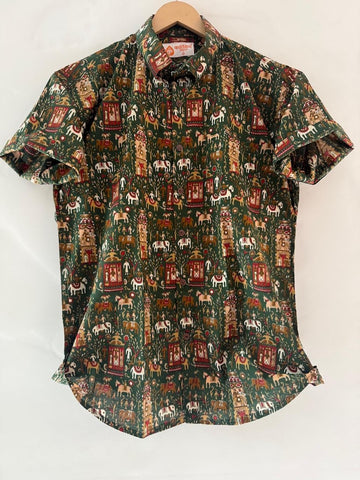 Classic Tribal Print Half Sleeve Cotton Shirt for Men