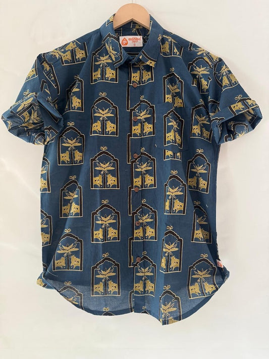 Kartikeya Jaipur Cow Print Cotton Shirt for Men