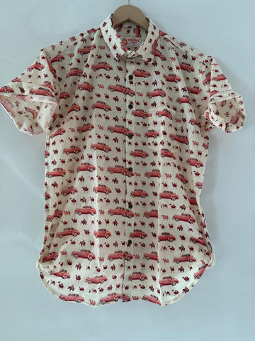 Holiday Print Cotton Half Sleeve Shirt for Men