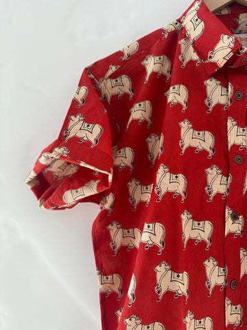 Classic Holy Cow Print Cotton Shirt for Men