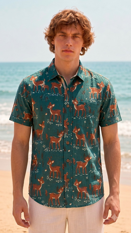 Kartikeya Jaipur Deer Print Men's Cotton Shirt