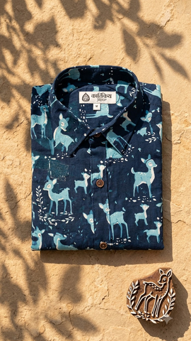 Kartikeya Jaipur Deer Print Men's Cotton Shirt