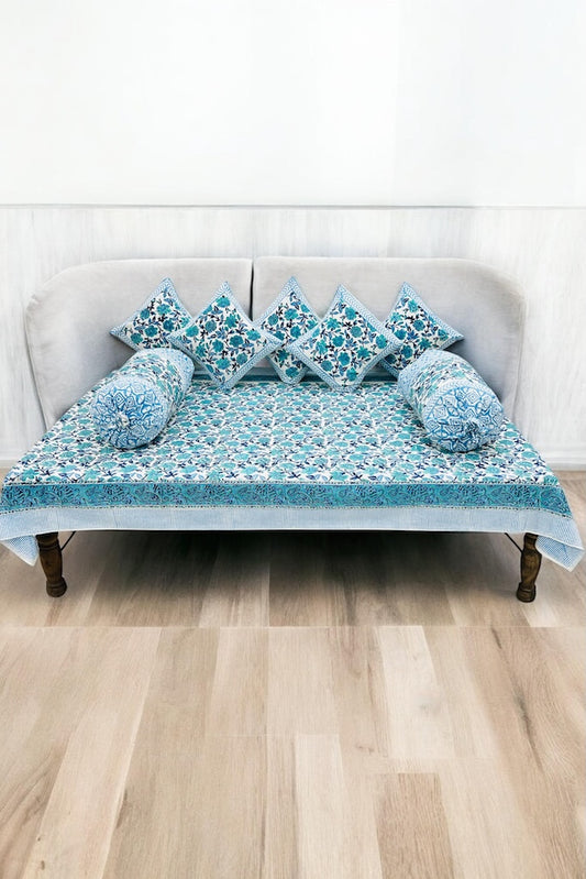 Hand Block Printed Premium Quality Diwan Set ( Set of 8 pcs )
