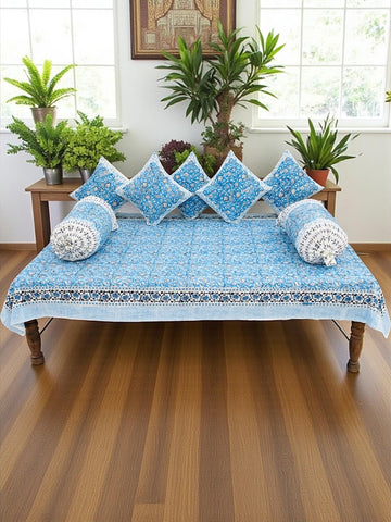 Hand Block Printed Premium Quality Diwan Set ( Set of 8 pcs )