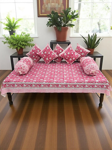 Hand Block Printed Premium Quality Diwan Set ( Set of 8 pcs )