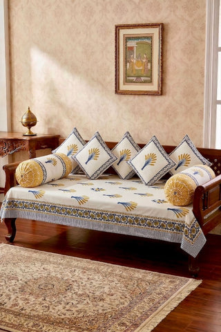 Hand Block Printed Premium Quality Diwan Set ( Set of 8 pcs )