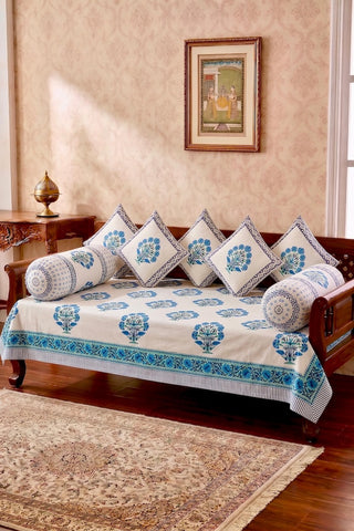 Hand Block Printed Premium Quality Diwan Set ( Set of 8 pcs )