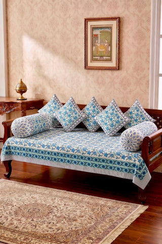 Hand Block Printed Premium Quality Diwan Set ( Set of 8 pcs )
