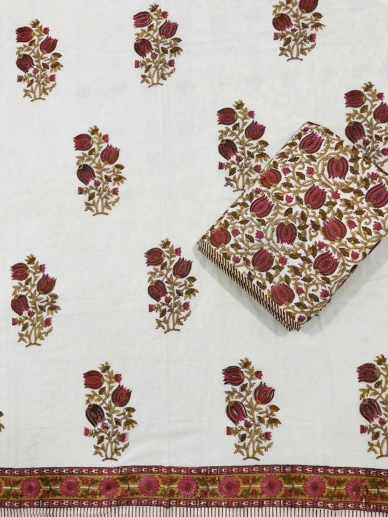 Hand Block Printed Single Bed Dohar Reversible - Pair