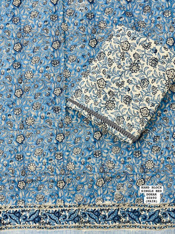 Hand Block Printed Single Bed Dohar Reversible - Pair