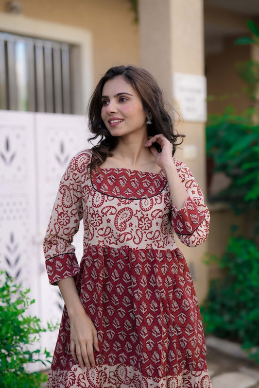Handblock Printed cotton one piece
