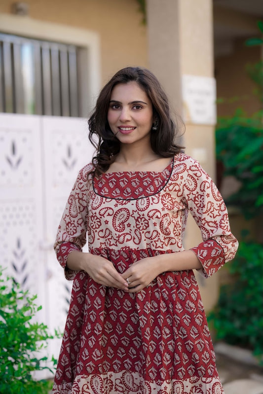 Handblock Printed cotton one piece