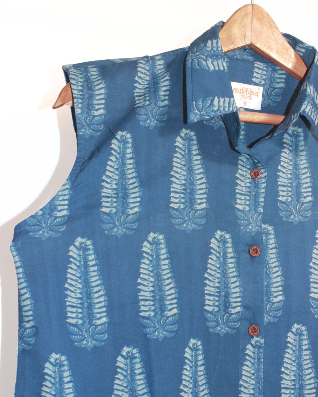 Indigo Print Dress Shirt for Women