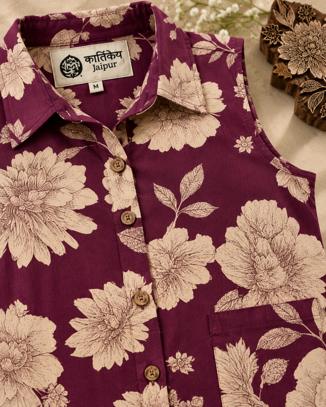 Bold Floral Cotton Long Shirt Dress for Women