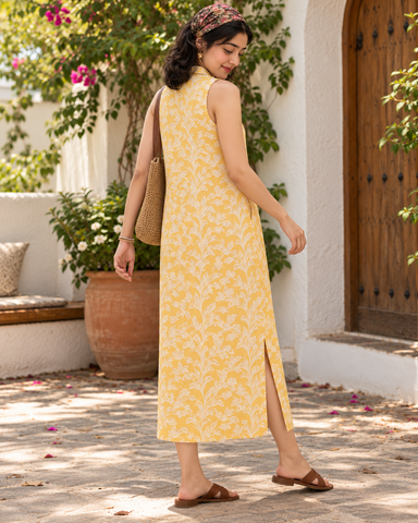 Handcrafted Long Cotton Shirt Dress for Women