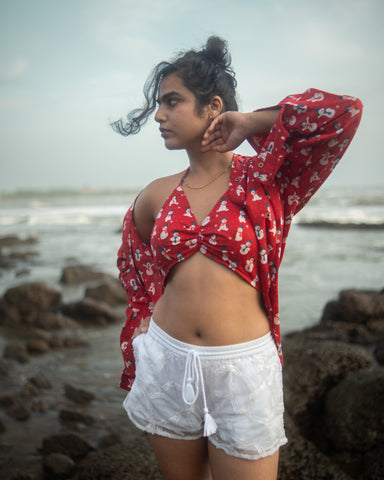 Christmas Print Women Shirt with Bralette Combo X REHA