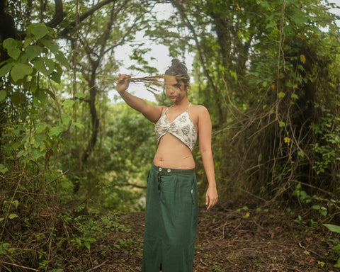 Cotton Women Floral Print Shirt with Bralette Combo