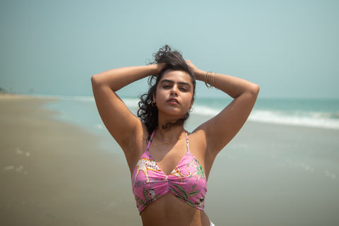 Jungle Print Shirt & Bralette Combo Set - Pink X RHEA