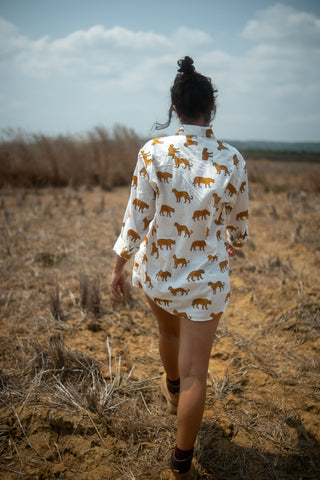 White cheetah Vintage Braletts & Shirt Combo For Women X RHEA