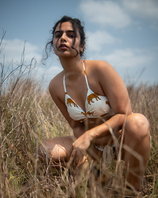 White cheetah Vintage Braletts & Shirt Combo For Women X RHEA