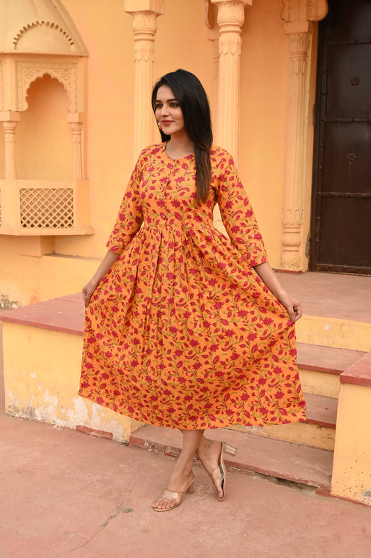 Hand Block Printed One  Piece Dress