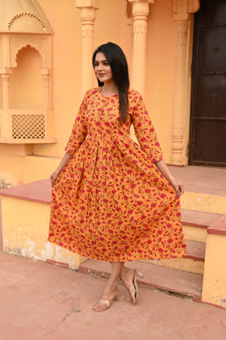 Hand Block Printed One  Piece Dress