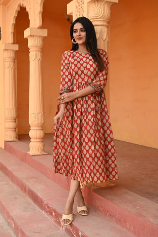 Hand Block Printed One  Piece Dress