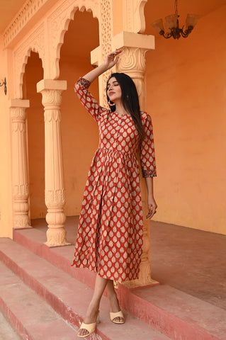 Hand Block Printed One  Piece Dress