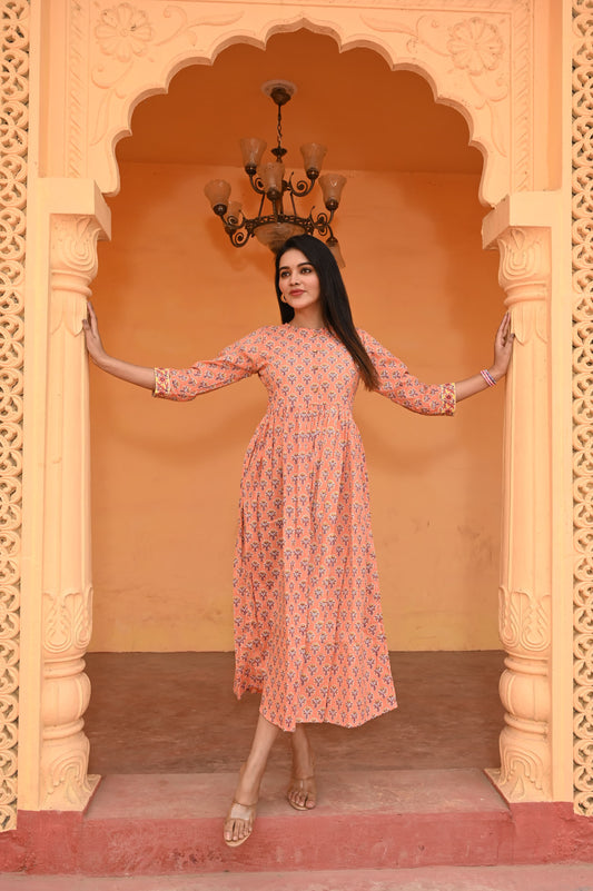 Hand Block Printed One  Piece Dress