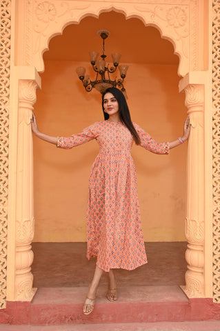 Hand Block Printed One  Piece Dress