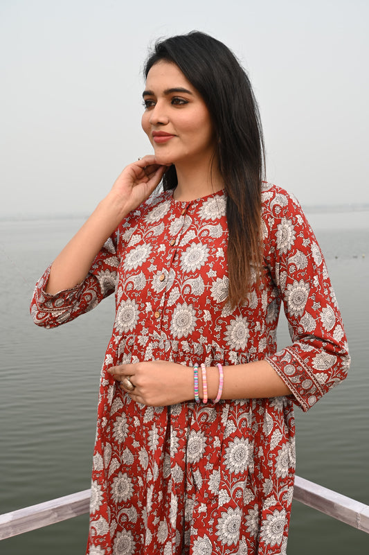 Hand Block Printed One  Piece Dress