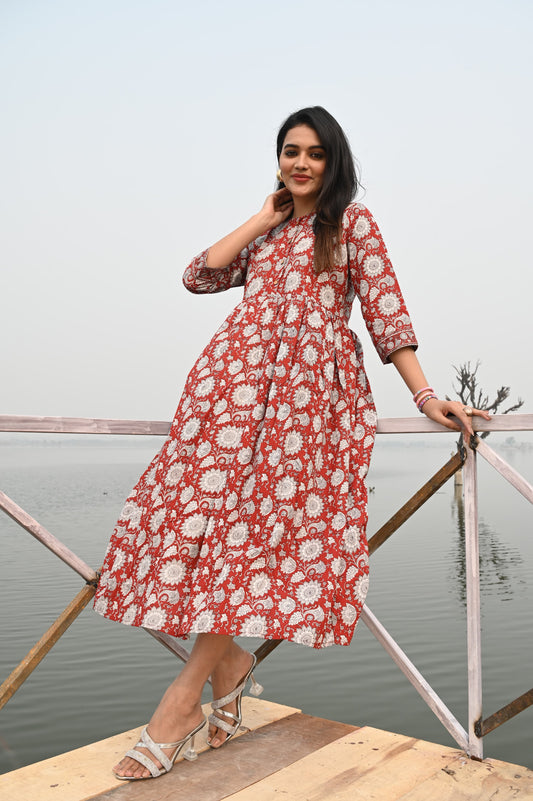 Hand Block Printed One  Piece Dress