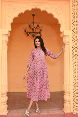 Hand Block Printed One  Piece Dress