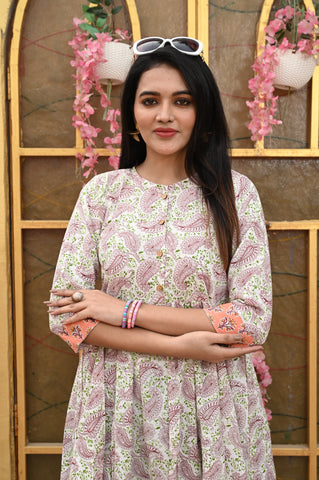 Hand Block Printed One  Piece Dress