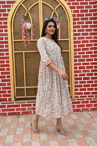 Hand Block Printed One  Piece Dress