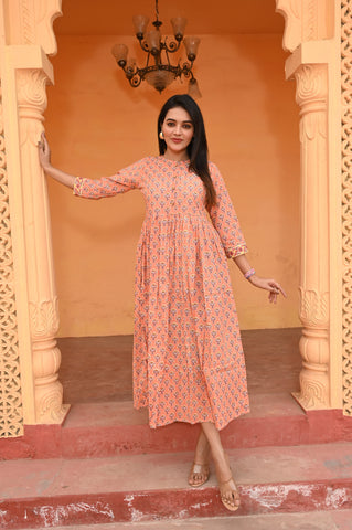 Hand Block Printed One  Piece Dress