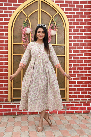Hand Block Printed One  Piece Dress