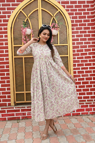 Hand Block Printed One  Piece Dress