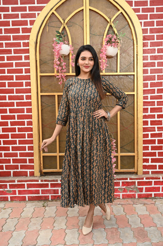 Hand Block Printed One  Piece Dress