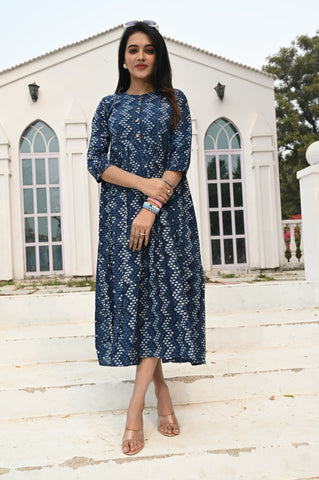 Hand Block Printed One  Piece Dress