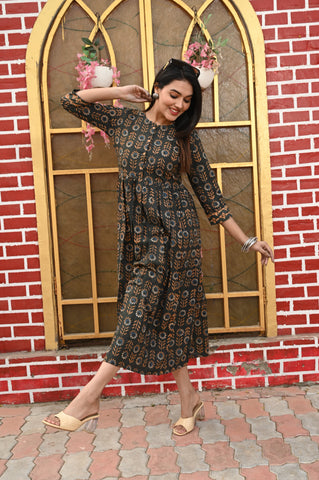 Hand Block Printed One  Piece Dress